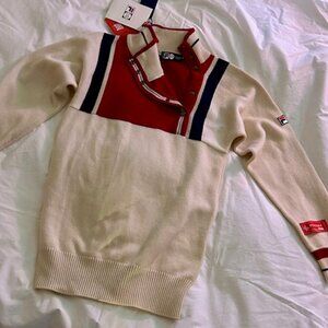 Fila  cashmere sweater large white red navy